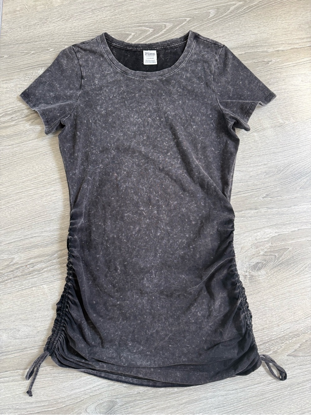 PINK Victoria's Secret Black mineral washed Short Sleeve Ruched Tee Dress